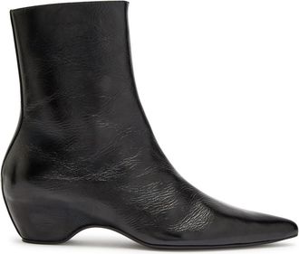 Khaite Sybil 40 Glossed Leather Ankle Boots - Black - 37.5 (IT37.5 / UK4.5)