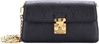 Louis Vuitton Black Monogram Empreinte Leather Pochette Metis Wallet On Chain (Authentic Pre-Loved)