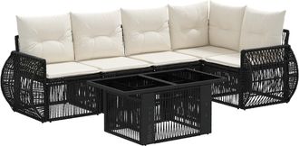 vidaXL Conjunto De Sof&aacute;s De Jard&iacute;n 6 Uds. Negro Y Blanco Crema Vidaxl