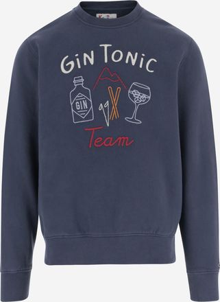 MC2 Saint Barth Navy Blue Round Neck Embroidered Sweatshirt