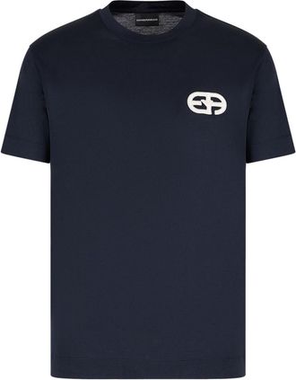 Emporio Armani Navy Blue Logo Cotton Blend T-shirt