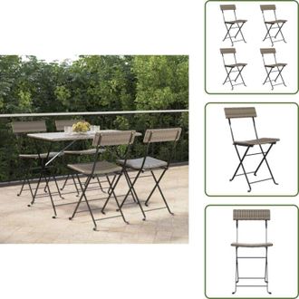 vidaXL The Living Store Sedie Pieghevoli da Bistr&ograve; 4 pz Grigie Polyrattan e Acciaio - Sedie pieghevoli