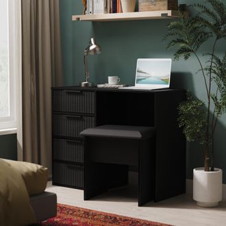 Lewis's Fluted 4 Drawer Vanity in Black Ash - Ready Assembled - Lewiss Home | TJ Hughes