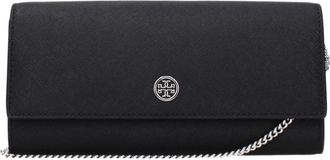 Tory Burch Zwarte leren clutch met logo - Dames - Schoudertassen - Zwart - ONE Size - Tassen