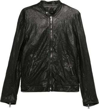 Dolce & Gabbana Giacca con zip in pelle di agnello - Nero