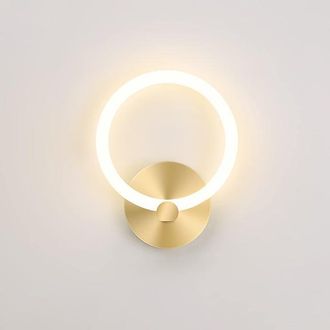 OEM Aplique De Pared Led Moderno Color Dorado Para Interiores, L&aacute;mpara De Mesilla Redonda De 19 Cm, Ideal Para Sala De Estar, Pasillo O Dormitorio, 10 W (