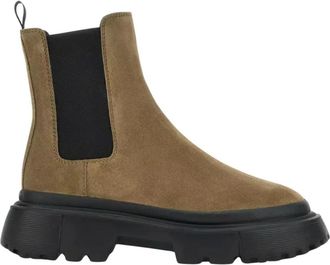Hogan Bruine Su&egrave;de Instap Enkellaarzen - Dames - Chelseaboots - Bruin - 37 1/2 EU - Su&egrave;de - Schoenen