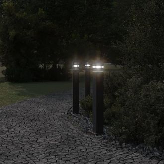 Berkfield Home Outdoor Floor Lamps with Outlet 3pcs Black 80 cm Aluminium