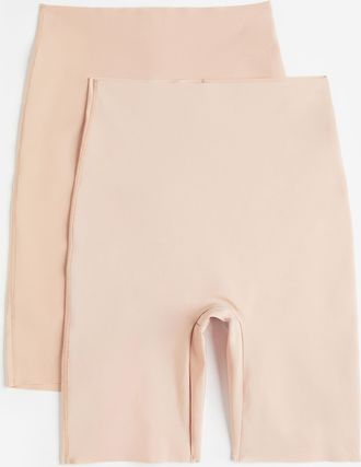 H&M 2er-Pack Light No-Show Shaping Bikers - Beige