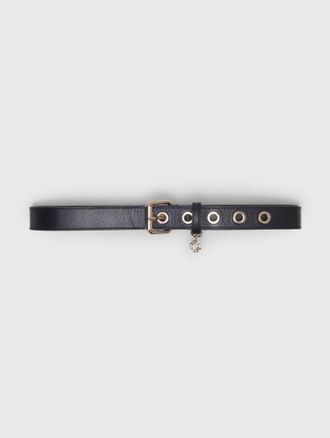 Maje Leather Belt With Miss M Buckle - Black - Maje