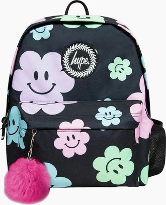 Hype Womens Hype Iconic Black Happy Flower Small Backpack