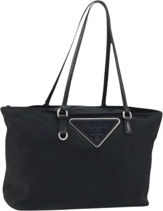 Prada Pre-owned Tote Bags, female, Black, Size: ONE SIZE Pre-owned Vintage Nylon Tote Bag