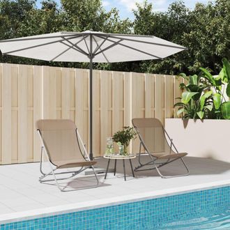 vidaXL Silla De Playa Plegable 2 Uds Acero Recubierto Textilene Taupe Vidaxl