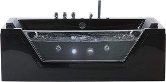 Beliani Beliani - Ba&ntilde;era De Hidromasaje Negro Plata Con Led De Acr&iacute;lico Sanitario Y Vidrio Individual 160 X 76 Cm Samana