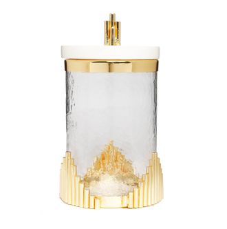 Classic Touch Large Glass Canister with Marble Lid and Symmetrical Gold Design
