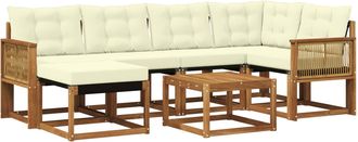 vidaXL Conjunto De Sof&aacute;s De Exterior 7 Uds. Natural Y Crema Vidaxl