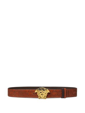 Versace Medusa-buckle leather belt - men - Calf Leather - 100 - Brown
