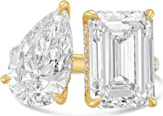 Diana M. Jewels 18KT YELLOW GOLD 2 STONE LAB GROWN DIAMOND FASHION RING WEIGHING 12.00 CTS TW