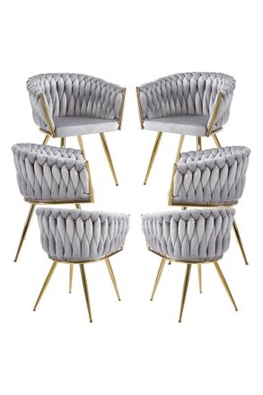 Regalos Miguel Packs Sillas Comedor - Pack 6 Sillas Widny Golden Terciopelo - Gris Claro