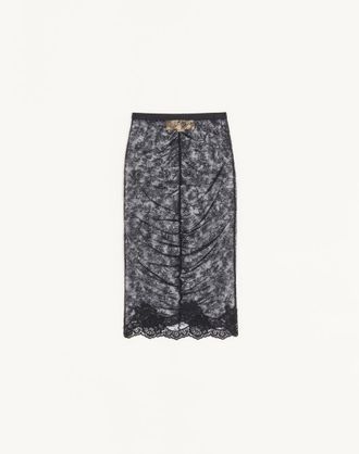 Valentino Gonna In Pizzo Stretch Donna NERO XL
