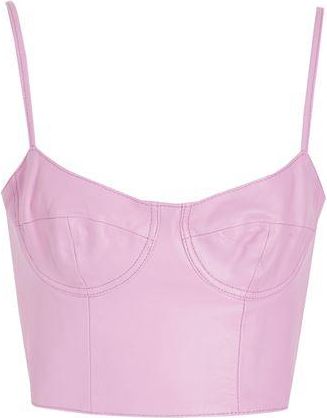 8 by YOOX LEATHER BODYCON CROP TOP