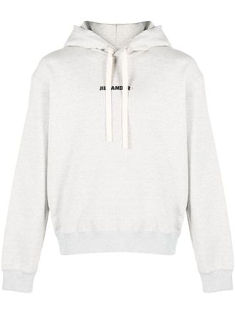 Jil Sander Grey Logo Cotton Hoodie
