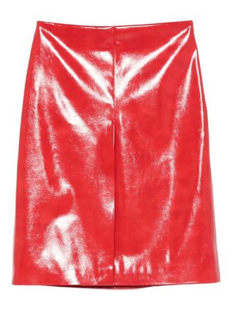 Msgm high-waisted fitted skirt - women - Calf Leather - 44 - Red