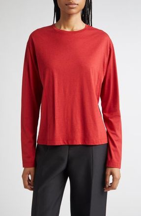 Toteme Classic Long Sleeve T-Shirt in Poppy at Nordstrom, Size X-Large