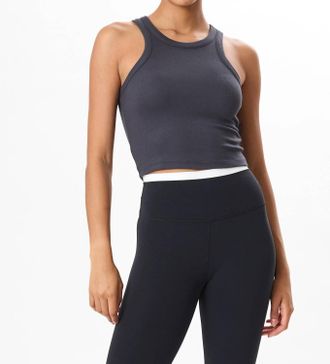 SPLITS59 Kiki Crop Rib Tank Top In Graphite
