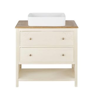 Maisons du monde Mueble de ba&ntilde;o con 2 cajones en blanco roto