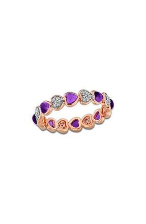 Delmar African Amethyst & Diamond Heart Eternity Band Ring in Purple at Nordstrom Rack, Size 5