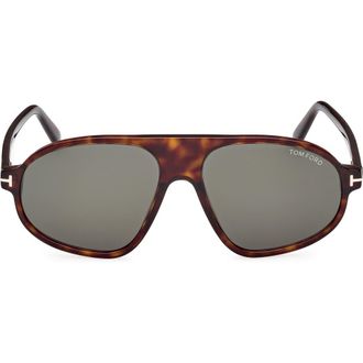 Tom Ford 58mm Pilot Sunglasses in Dark Havana /Green at Nordstrom Rack