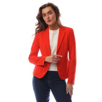 HUGO BOSS Womens Jonalahra Blz Single Breasted Blazer in Bright Orange - Size 6 UK