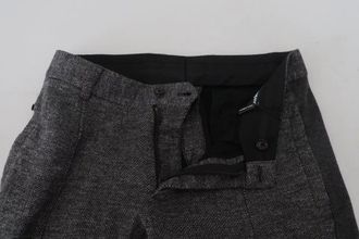 Dolce & Gabbana Mens Gray Chevron Viscose Skinny Pants Black Nylon Elastane