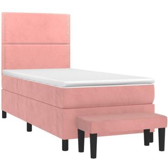 vidaXL Vidaxl - Cama Box Spring Con Colch&oacute;n Terciopelo Rosa 90x190 Cm
