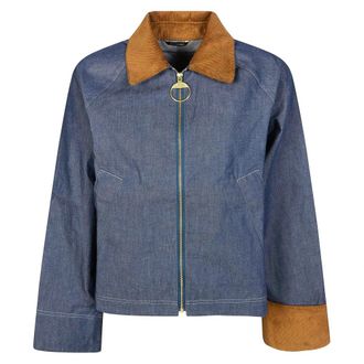 Barbour Denim Jackets, female, Blue, Size: XS Freckleton Showerproof Corto Denim