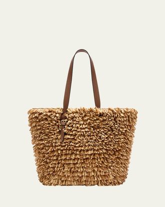 Valextra Fringe Raffia Tote Bag