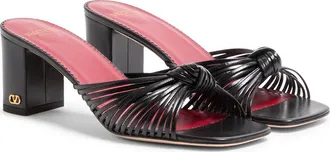 Valentino Annet Block Heel Slide Sandal in Black at Nordstrom, Size 10.5Us