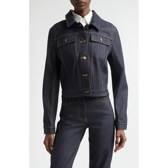 Thom Browne Shrunken Denim Jacket in Navy at Nordstrom, Size 12 Us