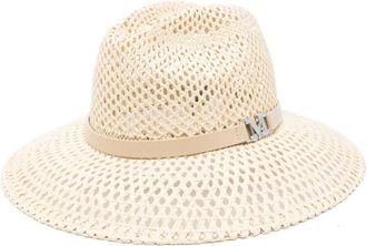 Max Mara Marocco hat - women - Paper/Acetate/Cotton/Calf Leather - 58 - Neutrals