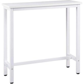 Woltu Tavolo da Bar Rettangolare Alto Tavolino Bancone per Cucina Metallo Legno Bianco - Woltu