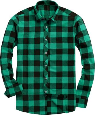 Generic Mens Shirts Long Sleeve Button Down Shirt Loose Fit Check Turndown Collar Tops Outdoor Walking Hiking Tops Fashion Lightweight Formal Plaid Workwear F