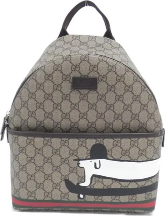 Gucci Beige Dark Brown Gg Supreme Backpack (Pre-Owned)