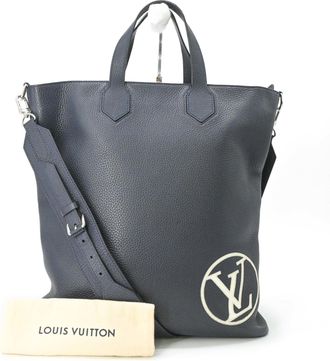 Louis Vuitton Navy Leather Shoulder Bag Tote Bag (Pre-Owned)