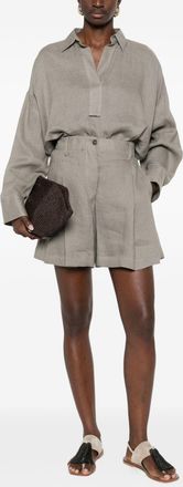 Brunello Cucinelli Brunello Cucinelli Womens Linen Shorts - Sage Green - Size Medium
