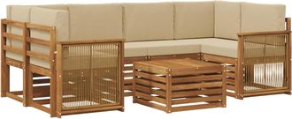 vidaXL Conjunto De Sof&aacute;s De Exterior 7 Uds. Natural Y Beige Vidaxl