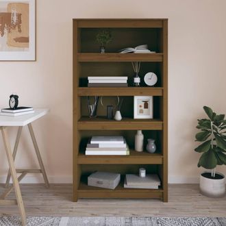 Berkfield Home Beautiful Book Cabinet Honey Brown 80x35x154 cm Solid Wood Pine | Size: 80 x 35 x 154 cm