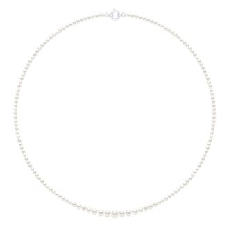 Ateliers Saint Germain Womens Necklace Chute - Real Cultured Freshwater Pearls Round from 6 to 3 mm - White White Gold - One Size