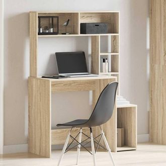 Berkfield Home Decorative Desk with Shelves Sonoma Oak 100x45x140 cm Engineered Wood in Light Brown | Size: 100 x 45 x 140 cm
