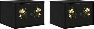 vidaXL Mesita De Noche De Pared Bremen 2 Uds. Roble Negro Vidaxl